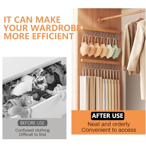 HASTHIP® Belt Organiser for Wardrobe Wooden Sliding Pull Out Hanger Organizer Storage with 12 Hooks to Take Bra Scarf Tie Hat Left Pull Design 41x8cm 3PCS HASTHIP® Belt Organiser for Wardrobe Wooden Sliding Pull Out Hanger Organizer Storage with 12 Hooks to Take Bra Scarf Tie Hat Left Pull Design 41x8cm 3PCS